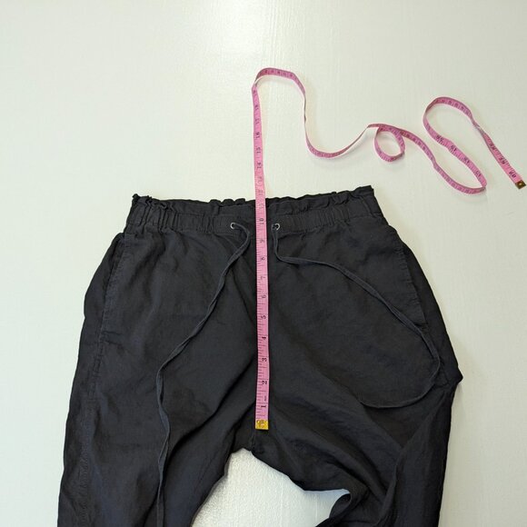 Theory Size 2 Linen Blend Black Drawstring Pants - Picture 8 of 14